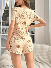 Tiedye polyester night suit set for women, half sleeve nights dress with short sleeves, attractive and comfortable casual size bedroom wear made with soft satin fabric. Perfect gift option from India